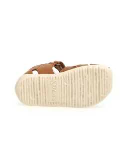 Leder-Halbsandalen in Hellbraun