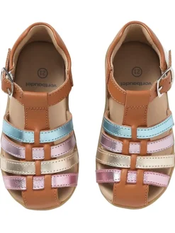 Leder-Halbsandalen in Hellbraun