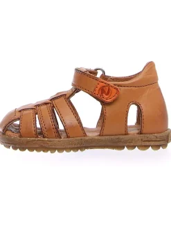 Leder-Halbsandalen in Hellbraun