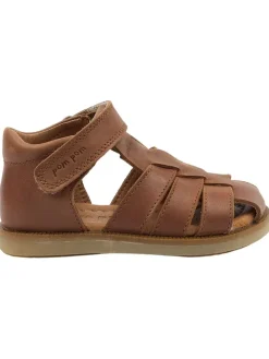 Leder-Halbsandalen in Hellbraun