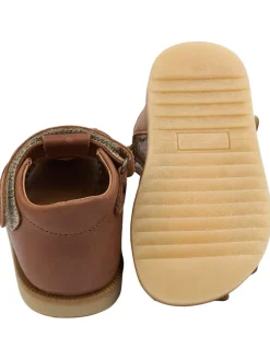 Leder-Halbsandalen in Hellbraun