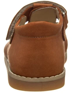 Leder-Halbsandalen in Hellbraun