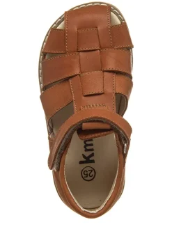 Leder-Halbsandalen in Hellbraun