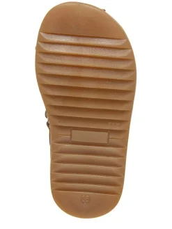 Leder-Halbsandalen in Hellbraun