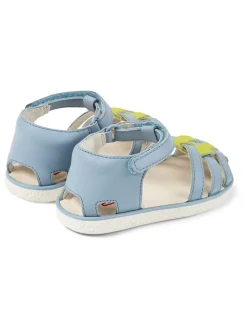 Leder-Halbsandalen in Hellblau/ Grün