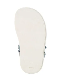 Leder-Halbsandalen in Hellblau/ Grün