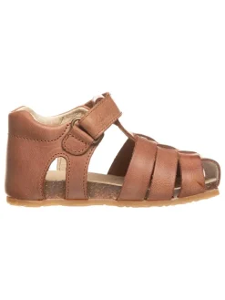 Leder-Halbsandalen in Hellbraun