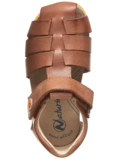 Leder-Halbsandalen in Hellbraun