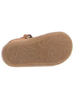 Leder-Halbsandalen in Hellbraun