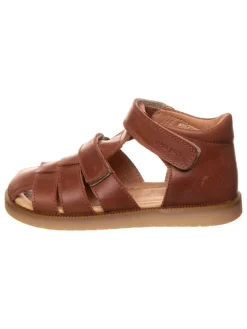 Leder-Halbsandalen in Hellbraun