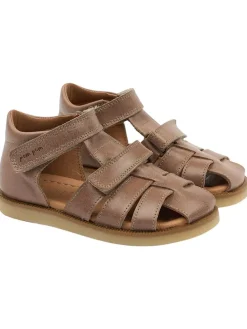 Leder-Halbsandalen in Hellbraun