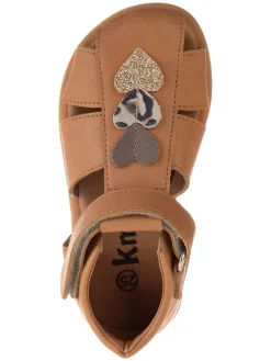 Leder-Halbsandalen in Hellbraun