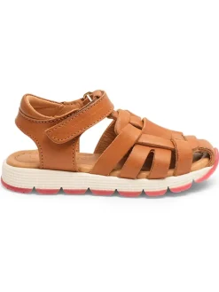 Leder-Halbsandalen in Hellbraun