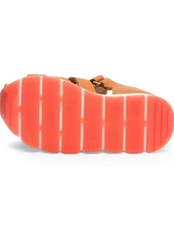 Leder-Halbsandalen in Hellbraun