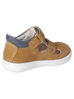 Leder-Halbsandalen in Hellbraun