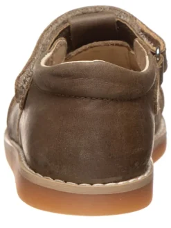 Leder-Halbsandalen in Khaki