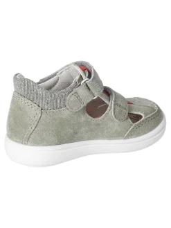 Leder-Halbsandalen in Khaki