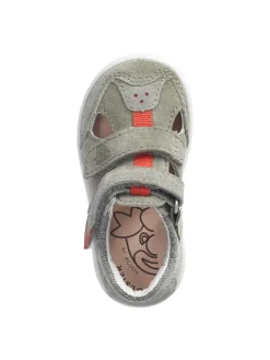 Leder-Halbsandalen in Khaki