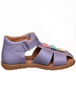 Leder-Halbsandalen in Lila