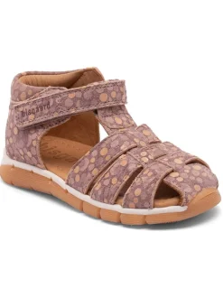 Leder-Halbsandalen in Lila/ Orange