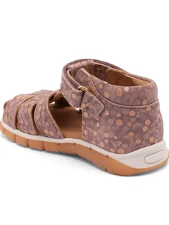 Leder-Halbsandalen in Lila/ Orange