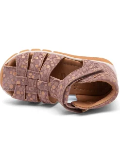 Leder-Halbsandalen in Lila/ Orange