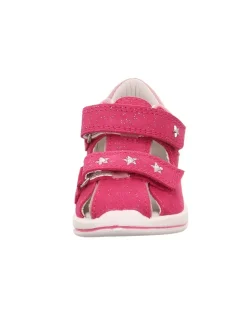 Leder-Halbsandalen in Pink