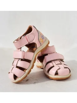 Leder-Halbsandalen in Rosa