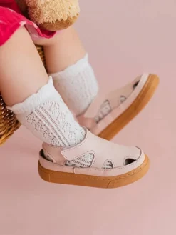 Leder-Halbsandalen in Rosa