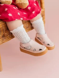 Leder-Halbsandalen in Rosa