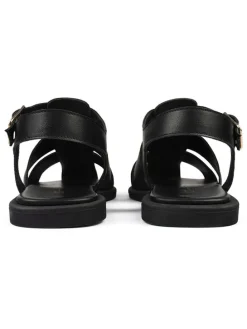 Leder-Halbsandalen in Schwarz