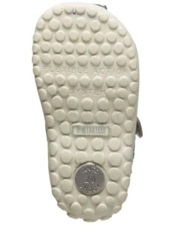 Leder-Halbsandalen in Taupe/ Dunkelblau