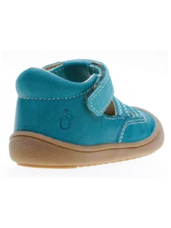 Leder-Halbsandalen in Türkis