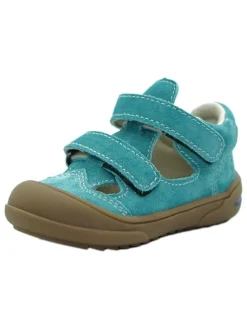 Leder-Halbsandalen in Türkis