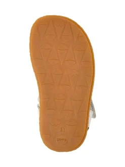 Leder-Halbsandalen in Weiß/ Gelb