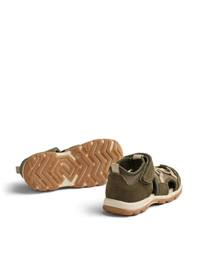 Leder-Halbsandalen "Mingi" in Khaki