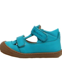 Leder-Halbsandalen "Puffy" in Türkis