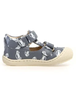 Leder-Halbsandalen "Puffy" in Dunkelblau