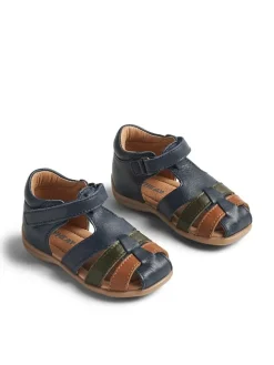 Leder-Halbsandalen "Robbie" in Dunkelblau