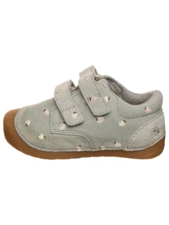 Leder-Halbschuhe in Grau/ Rosa