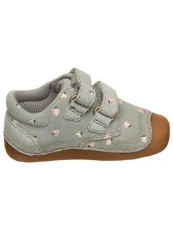 Leder-Halbschuhe in Grau/ Rosa