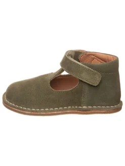 Leder-Halbschuhe in Khaki