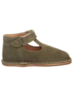 Leder-Halbschuhe in Khaki