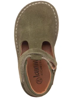 Leder-Halbschuhe in Khaki