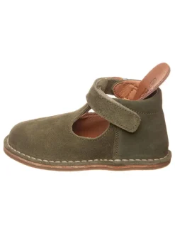 Leder-Halbschuhe in Khaki