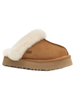 Leder-Hausschuhe "Disquette" in Hellbraun