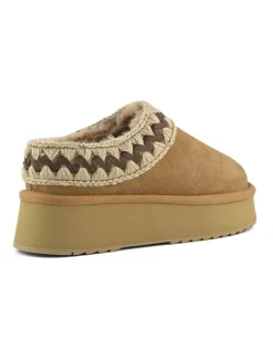 Leder-Hausschuhe in Beige