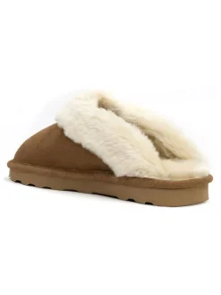 Leder-Hausschuhe in Hellbraun