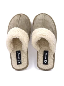 Leder-Hausschuhe in Khaki