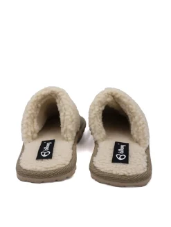 Leder-Hausschuhe in Khaki